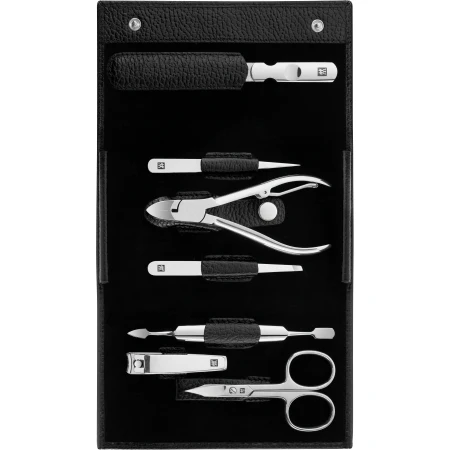 Manikir set 7 dijelova, Polished kožna futrola Black