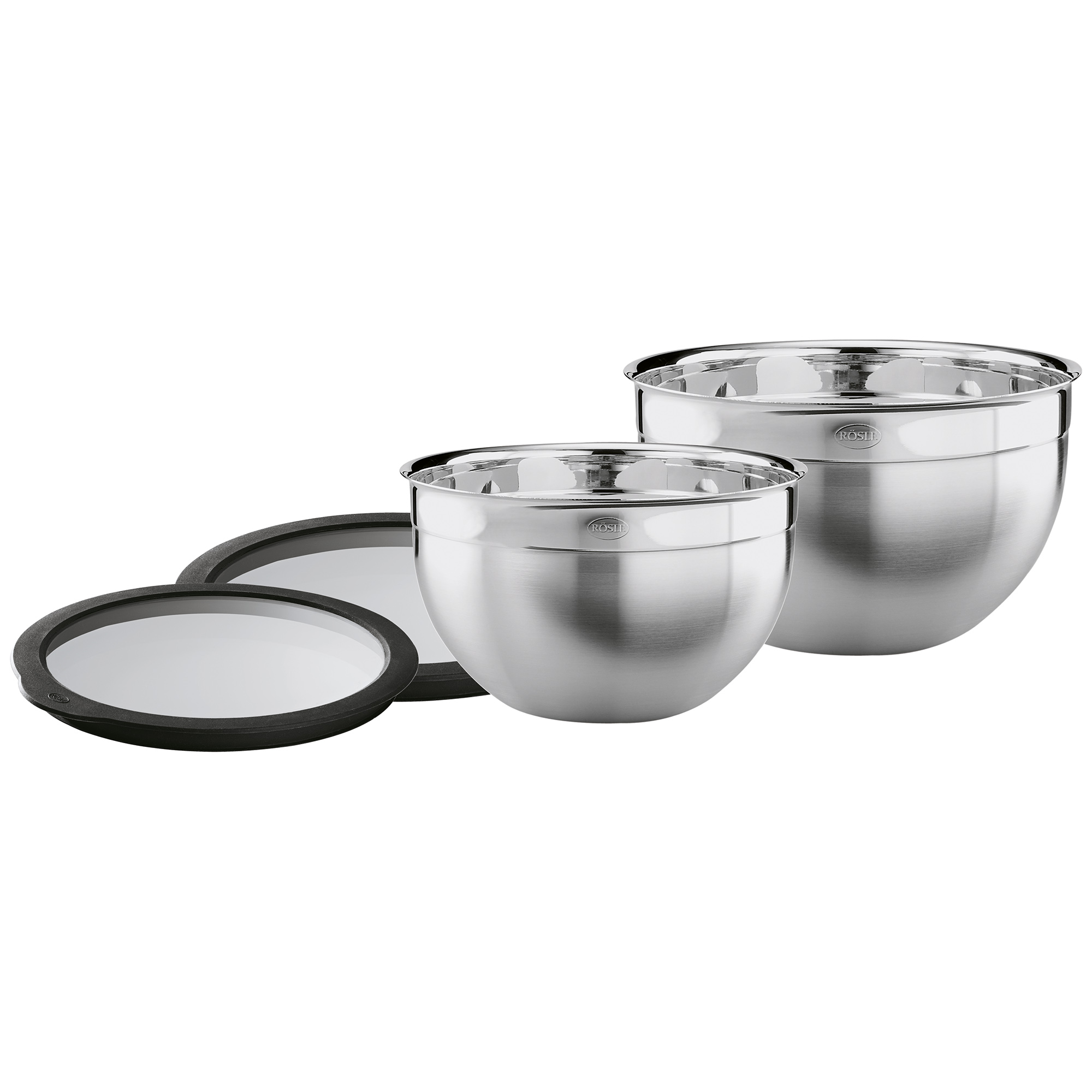 Set 2 inox zdjele sa silikonskim staklenim poklopcem 20, 24 cm