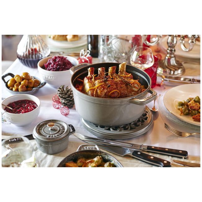 Gusana šerpa LA COCOTTE 30 cm okrugla Graphite Grey