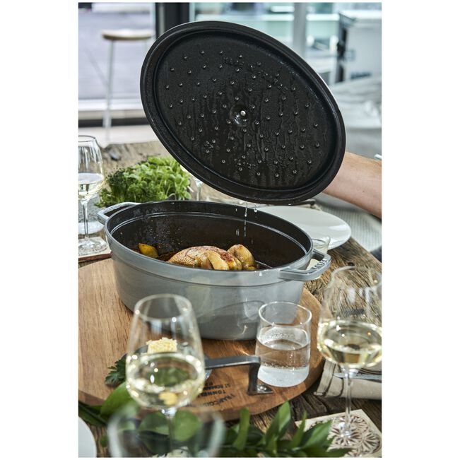 Gusana šerpa LA COCOTTE 37 cm ovalna Graphite Grey