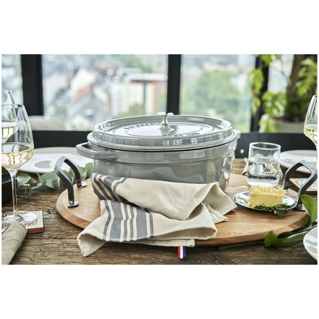 Gusana šerpa LA COCOTTE 37 cm ovalna Graphite Grey