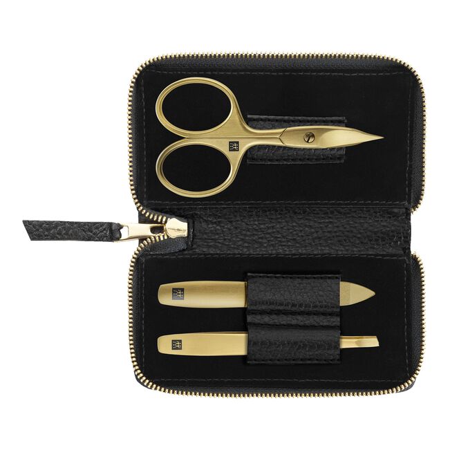 Manikir Premium set 3 dijela, futrola od teleće kože Black