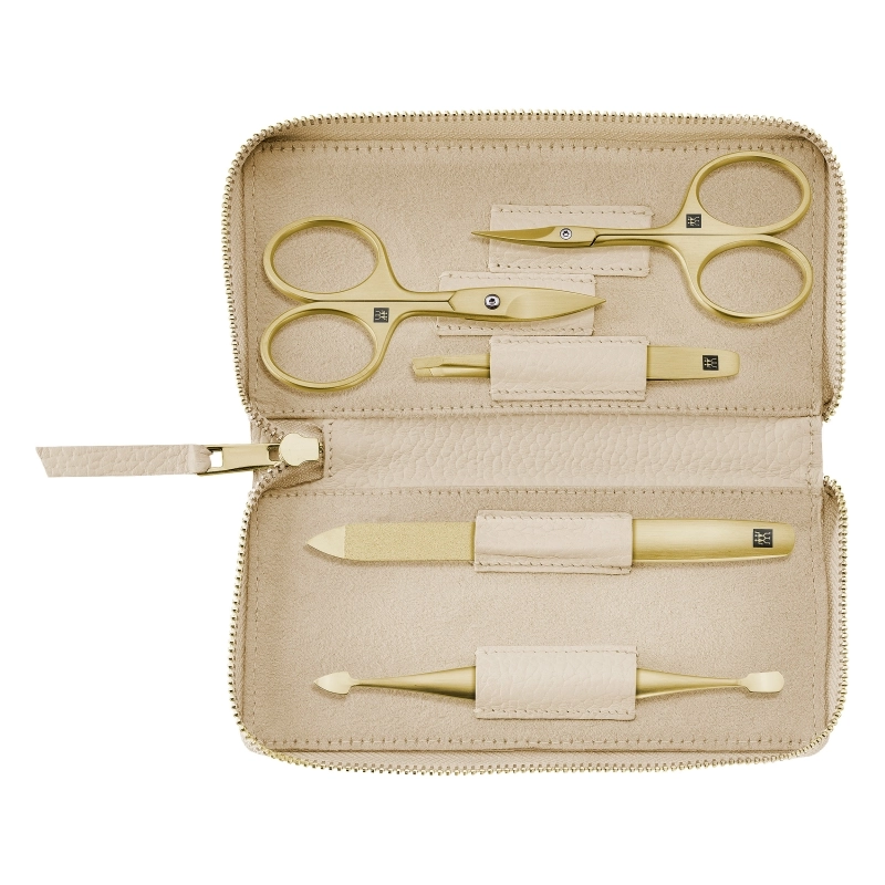 Manikir Premium set 5 dijelova, kožna futrola Beige