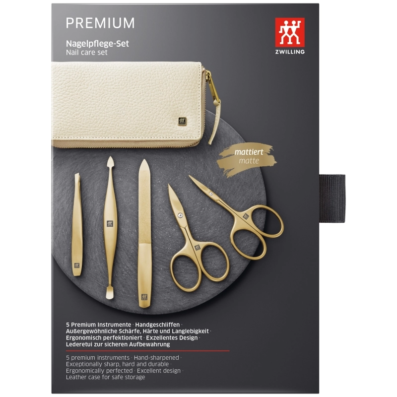 Manikir Premium set 5 dijelova, kožna futrola Beige
