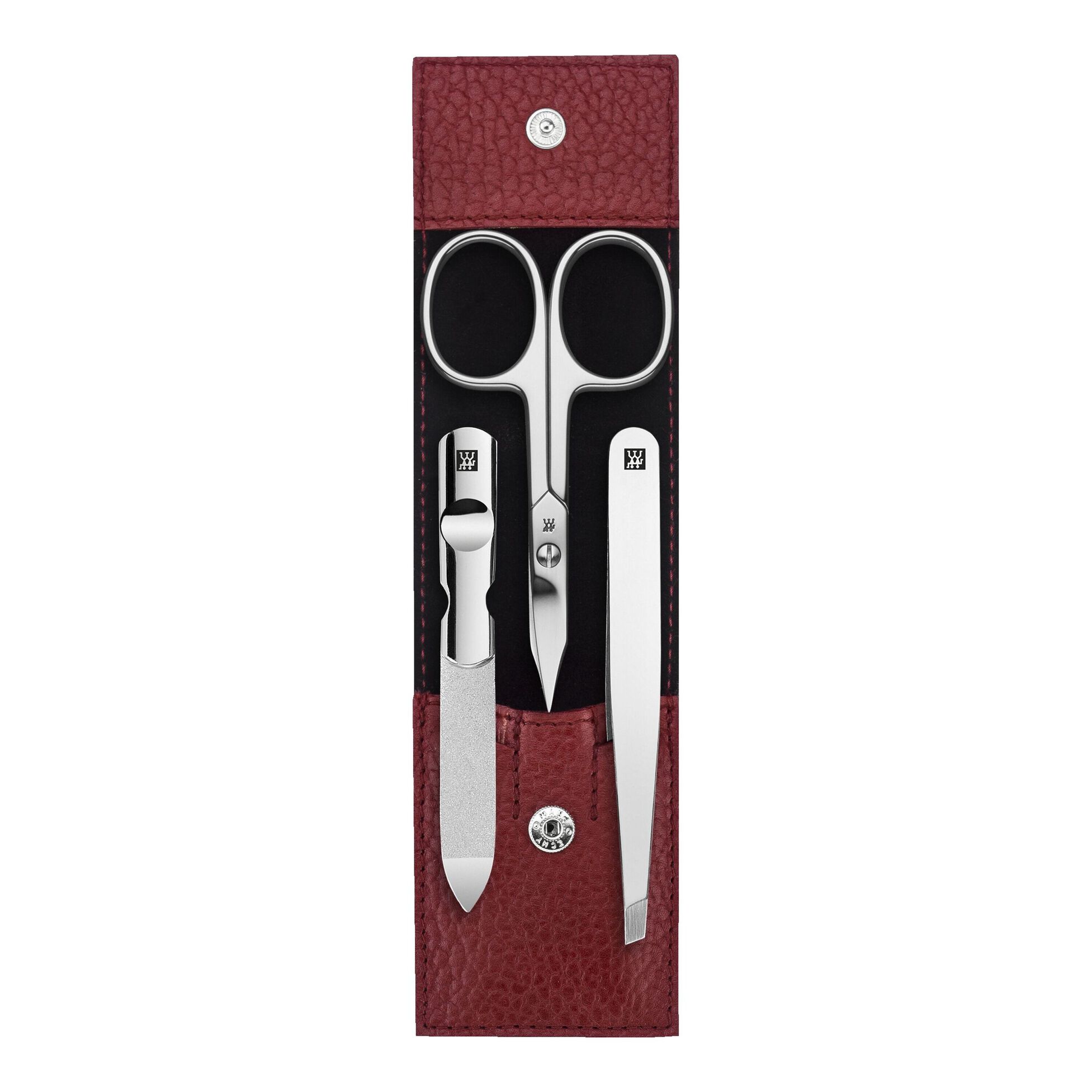 Manikir set 3 dijela, Polished kožna futrola Red