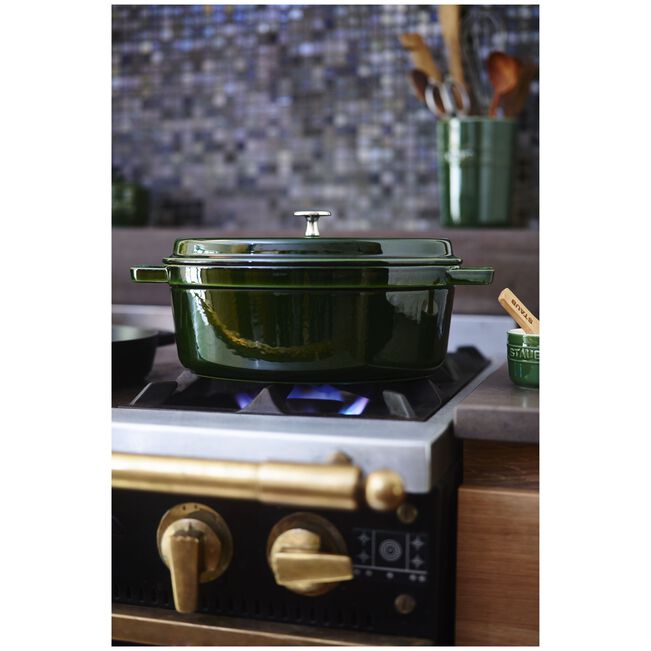 Gusana šerpa La Cocotte 33 cm ovalna Basil Green